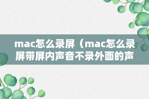 mac怎么录屏（mac怎么录屏带屏内声音不录外面的声音）