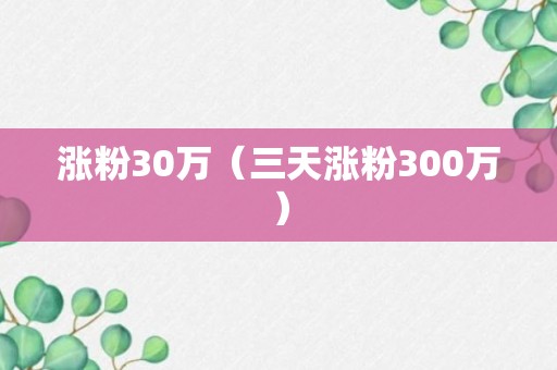 涨粉30万（三天涨粉300万）