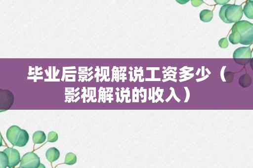 毕业后影视解说工资多少（影视解说的收入）