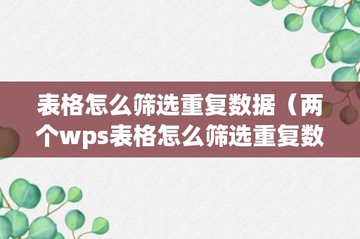 表格怎么筛选重复数据（两个wps表格怎么筛选重复数据）