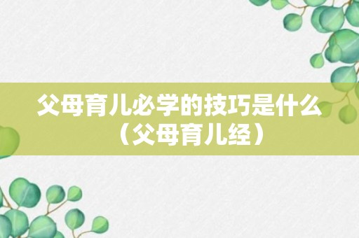 父母育儿必学的技巧是什么（父母育儿经）