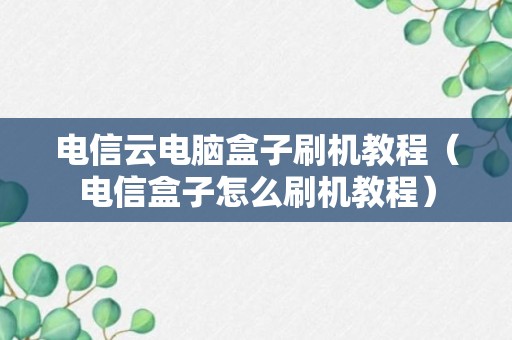 电信云电脑盒子刷机教程（电信盒子怎么刷机教程）