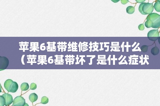 苹果6基带维修技巧是什么（苹果6基带坏了是什么症状）