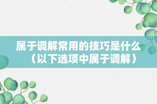 属于调解常用的技巧是什么（以下选项中属于调解）