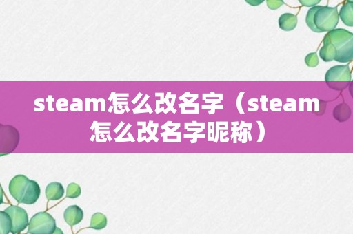 steam怎么改名字（steam怎么改名字昵称）