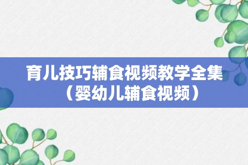 育儿技巧辅食视频教学全集（婴幼儿辅食视频）