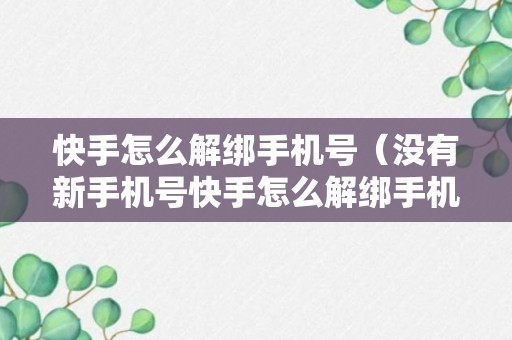 快手怎么解绑手机号（没有新手机号快手怎么解绑手机号）