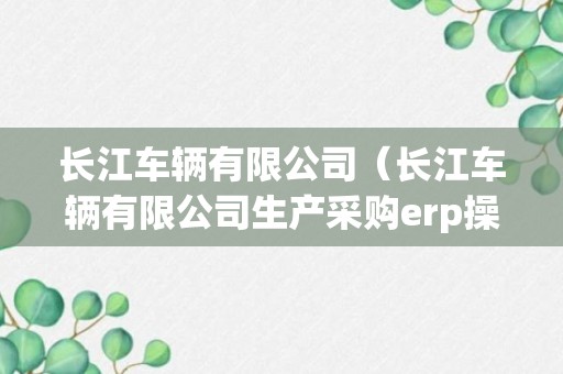 长江车辆有限公司（长江车辆有限公司生产采购erp操作详细）