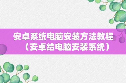 安卓系统电脑安装方法教程（安卓给电脑安装系统）