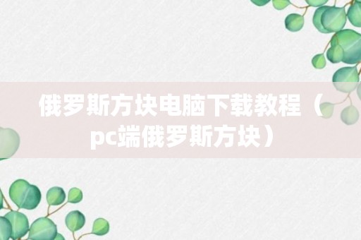 俄罗斯方块电脑下载教程（pc端俄罗斯方块）