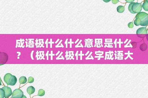 成语极什么什么意思是什么？（极什么极什么字成语大全集）