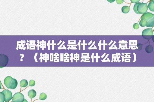 成语神什么是什么什么意思？（神啥啥神是什么成语）