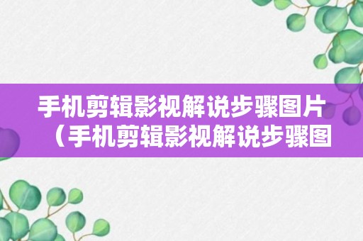 手机剪辑影视解说步骤图片（手机剪辑影视解说步骤图片）