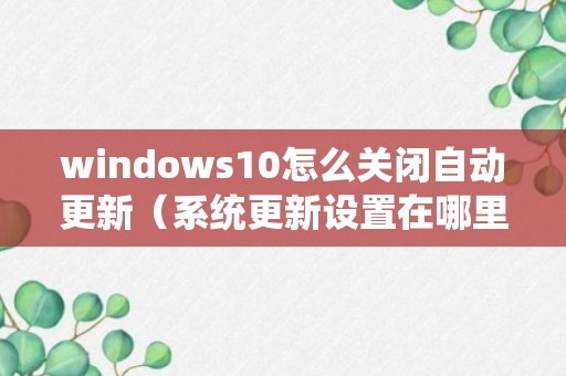 windows10怎么关闭自动更新（系统更新设置在哪里）