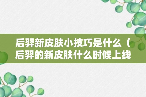 后羿新皮肤小技巧是什么（后羿的新皮肤什么时候上线）