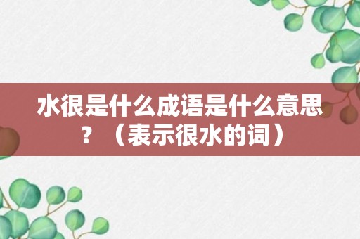 水很是什么成语是什么意思？（表示很水的词）