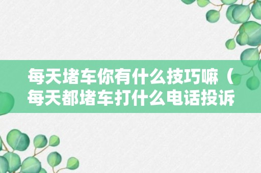 每天堵车你有什么技巧嘛（每天都堵车打什么电话投诉）