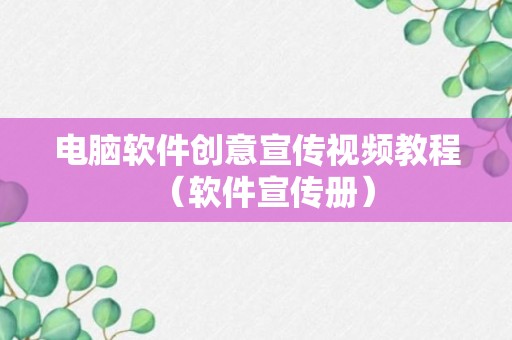 电脑软件创意宣传视频教程（软件宣传册）