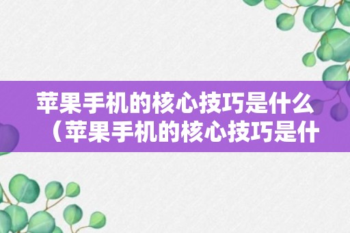 苹果手机的核心技巧是什么（苹果手机的核心技巧是什么样的）