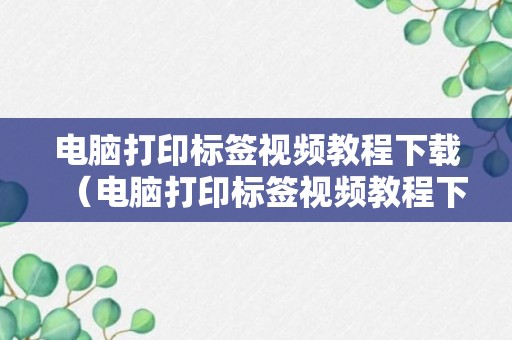 电脑打印标签视频教程下载（电脑打印标签视频教程下载软件）