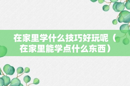 在家里学什么技巧好玩呢（在家里能学点什么东西）