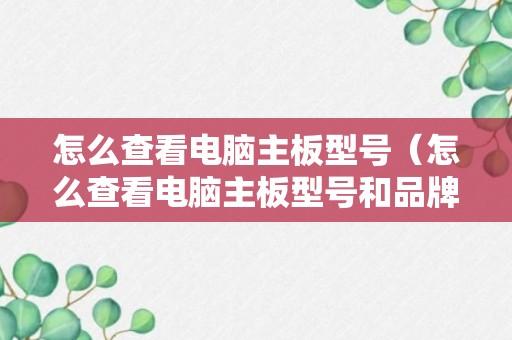 怎么查看电脑主板型号（怎么查看电脑主板型号和品牌）