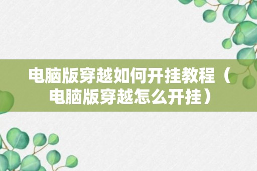 电脑版穿越如何开挂教程（电脑版穿越怎么开挂）