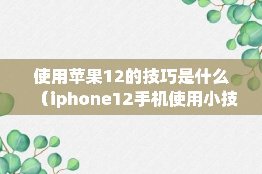 使用苹果12的技巧是什么（iphone12手机使用小技巧）