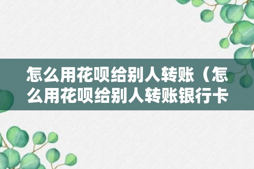 怎么用花呗给别人转账（怎么用花呗给别人转账银行卡）