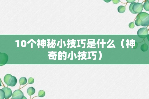 10个神秘小技巧是什么（神奇的小技巧）