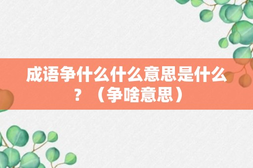 成语争什么什么意思是什么？（争啥意思）