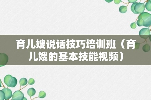 育儿嫂说话技巧培训班（育儿嫂的基本技能视频）