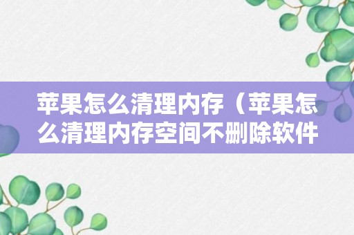 苹果怎么清理内存（苹果怎么清理内存空间不删除软件）