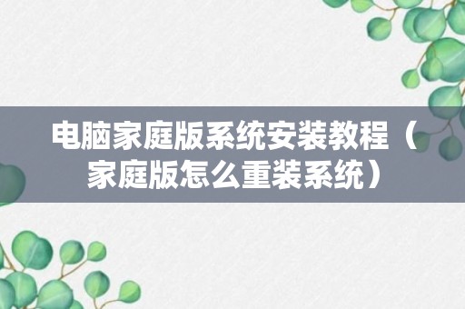 电脑家庭版系统安装教程（家庭版怎么重装系统）