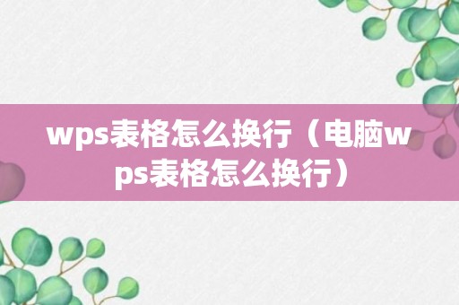 wps表格怎么换行（电脑wps表格怎么换行）