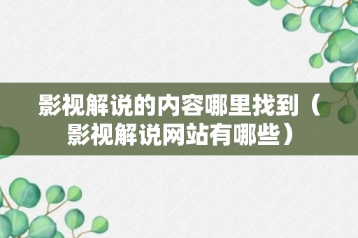 影视解说的内容哪里找到（影视解说网站有哪些）