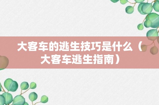 大客车的逃生技巧是什么（大客车逃生指南）