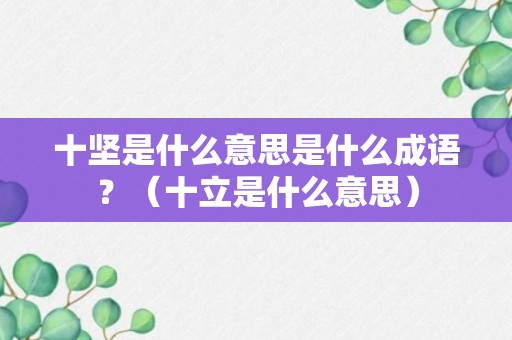 十坚是什么意思是什么成语？（十立是什么意思）