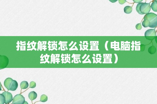 指纹解锁怎么设置（电脑指纹解锁怎么设置）