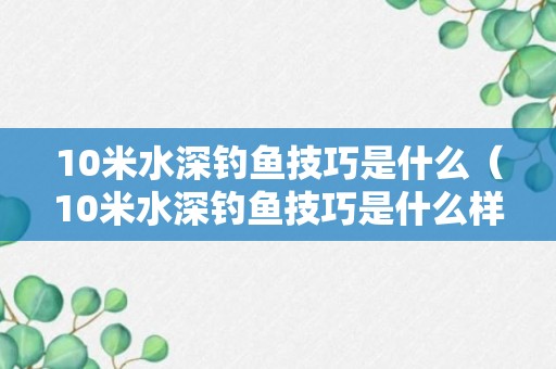 10米水深钓鱼技巧是什么（10米水深钓鱼技巧是什么样子的）