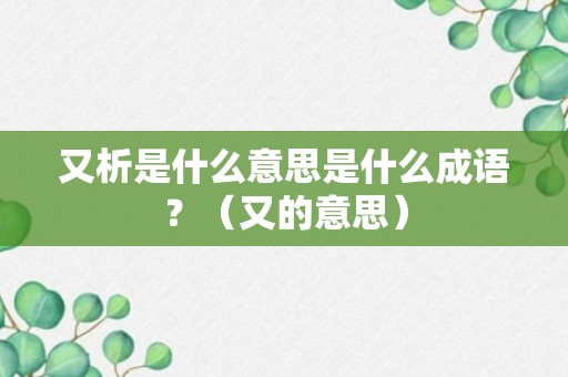 又析是什么意思是什么成语？（又的意思）