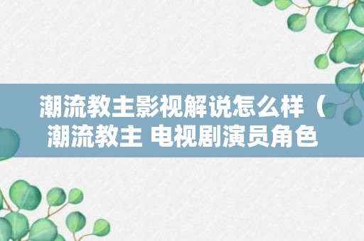 潮流教主影视解说怎么样（潮流教主 电视剧演员角色介绍）