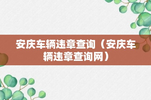 安庆车辆违章查询（安庆车辆违章查询网）