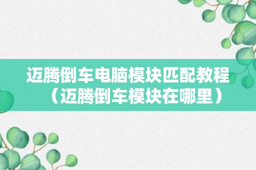 迈腾倒车电脑模块匹配教程（迈腾倒车模块在哪里）