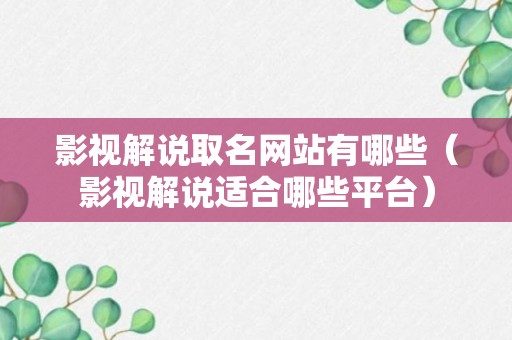 影视解说取名网站有哪些（影视解说适合哪些平台）