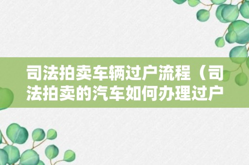 司法拍卖车辆过户流程（司法拍卖的汽车如何办理过户）