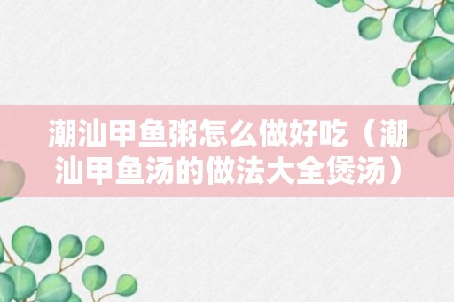 潮汕甲鱼粥怎么做好吃（潮汕甲鱼汤的做法大全煲汤）