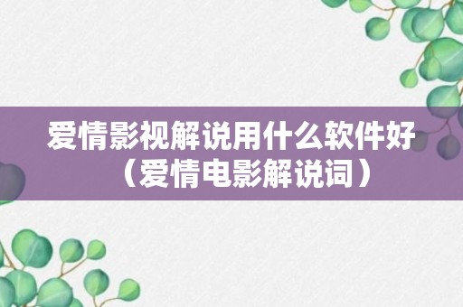 爱情影视解说用什么软件好（爱情电影解说词）