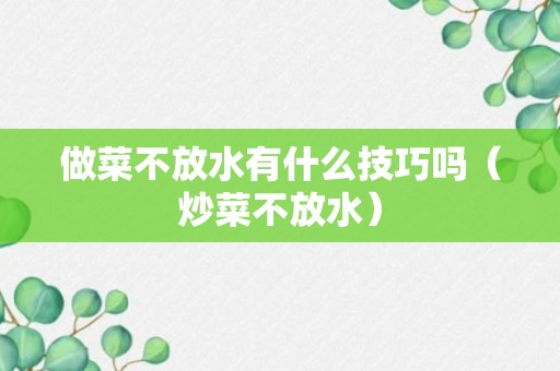 做菜不放水有什么技巧吗（炒菜不放水）