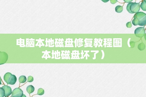 电脑本地磁盘修复教程图（本地磁盘坏了）